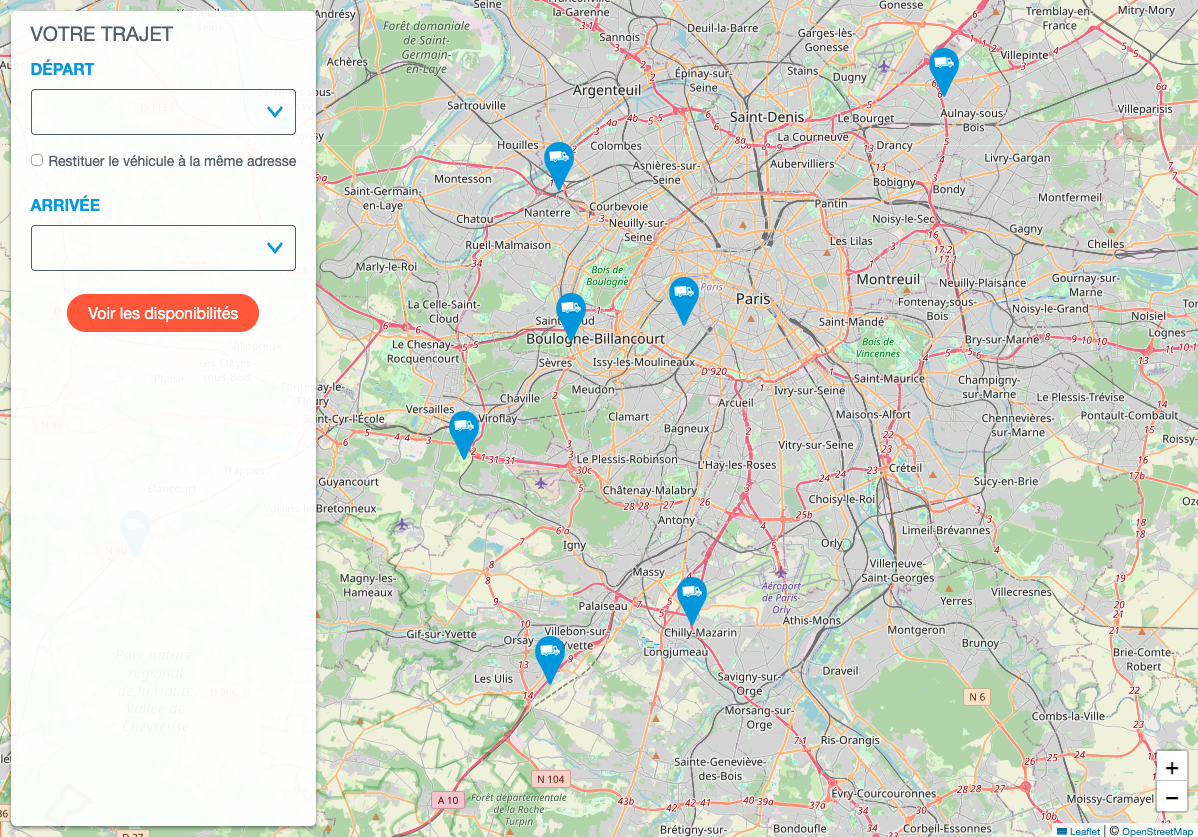 Carte des parkings City-Drop en Île-de-France